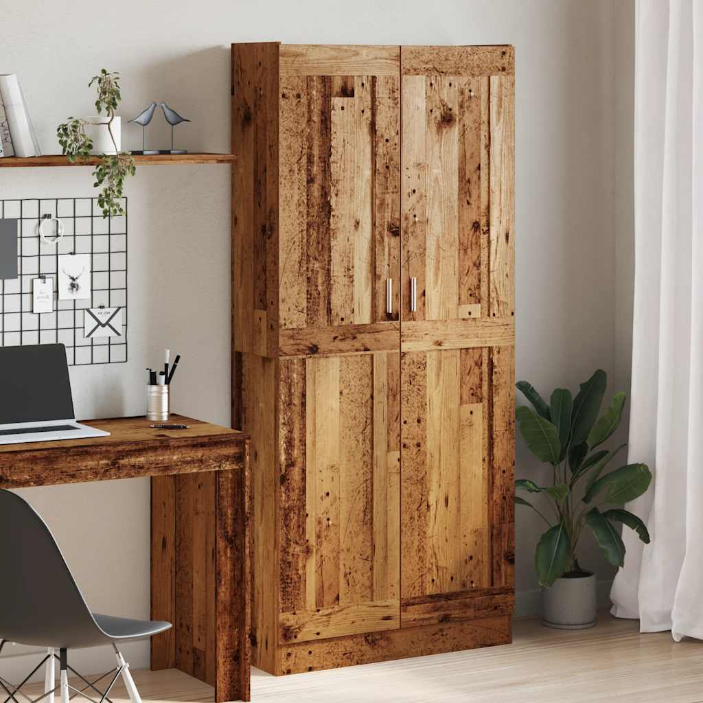 Buffet haut vieux bois 82,5x30,5x185 cm bois d'ingénierie - XIOS