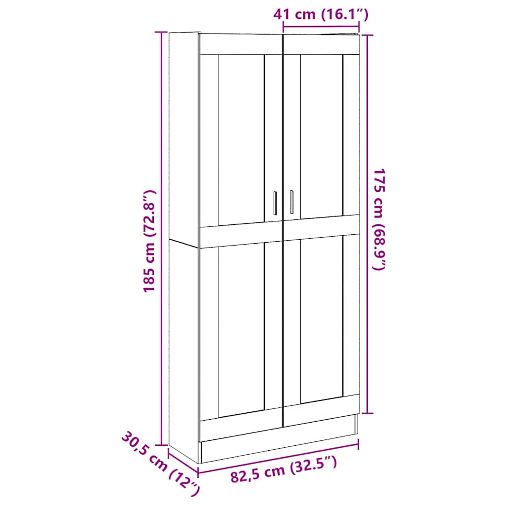 Buffet haut vieux bois 82,5x30,5x185 cm bois d'ingénierie - XIOS