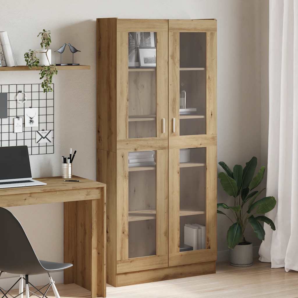 Buffet haut chêne artisanal 82,5x30,5x185 cm bois d'ingénierie - XIOS