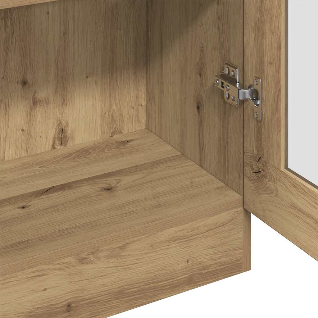 Buffet haut chêne artisanal 82,5x30,5x185 cm bois d'ingénierie - XIOS