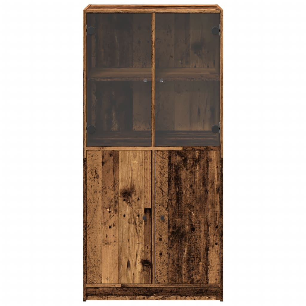 Buffet haut avec portes vieux bois 68x37x142 cm bois ingénierie - XIOS