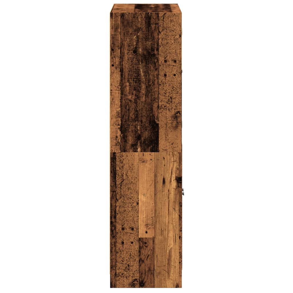 Buffet haut avec portes vieux bois 68x37x142 cm bois ingénierie - XIOS
