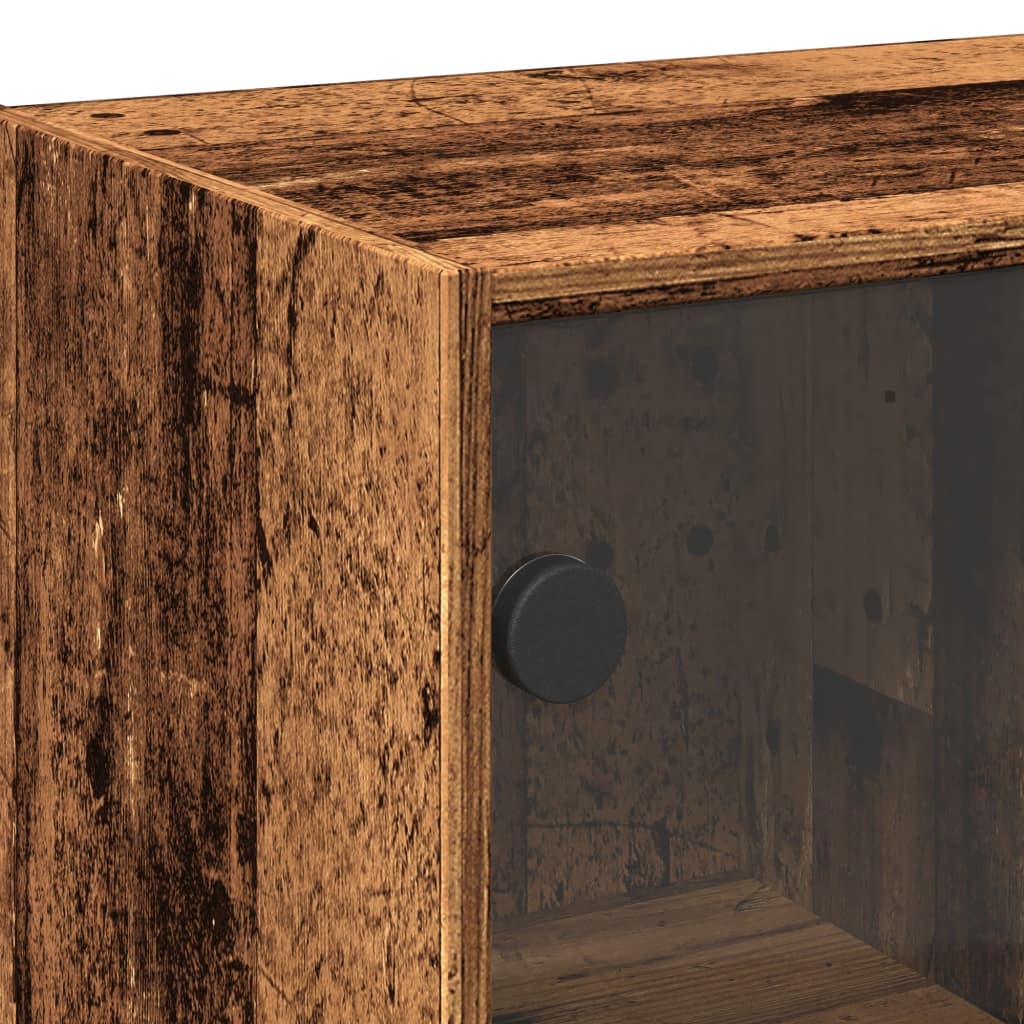 Buffet haut avec portes vieux bois 68x37x142 cm bois ingénierie - XIOS