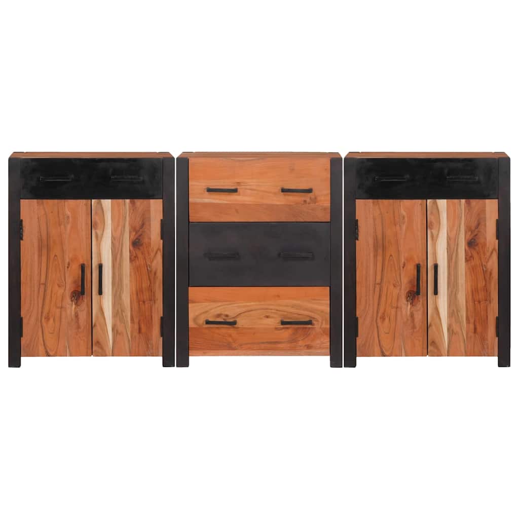 Buffet 3 pcs Marron 165 x 30 x 75 cm Bois d'Acacia Massif - XIOS