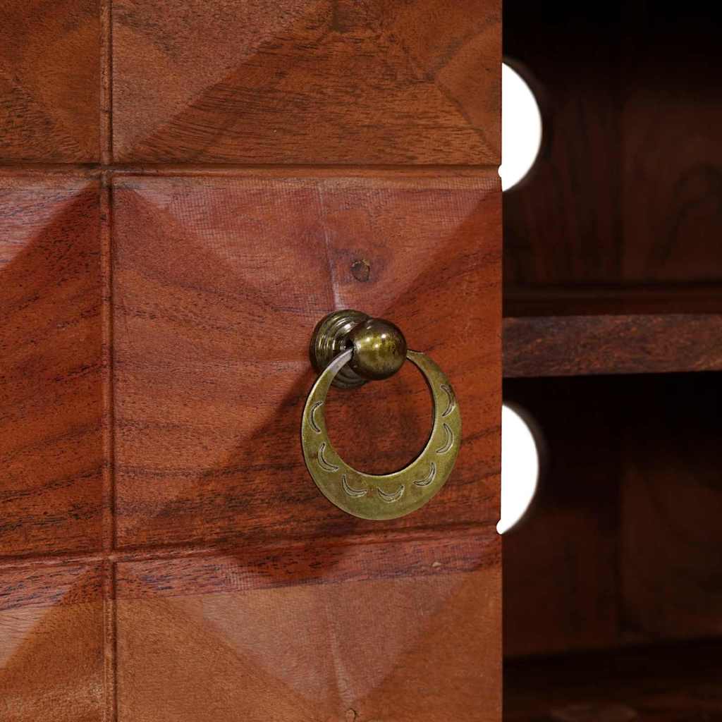 Meuble TV marron miel 112 x 30 x 48 cm Bois d'acacia massif