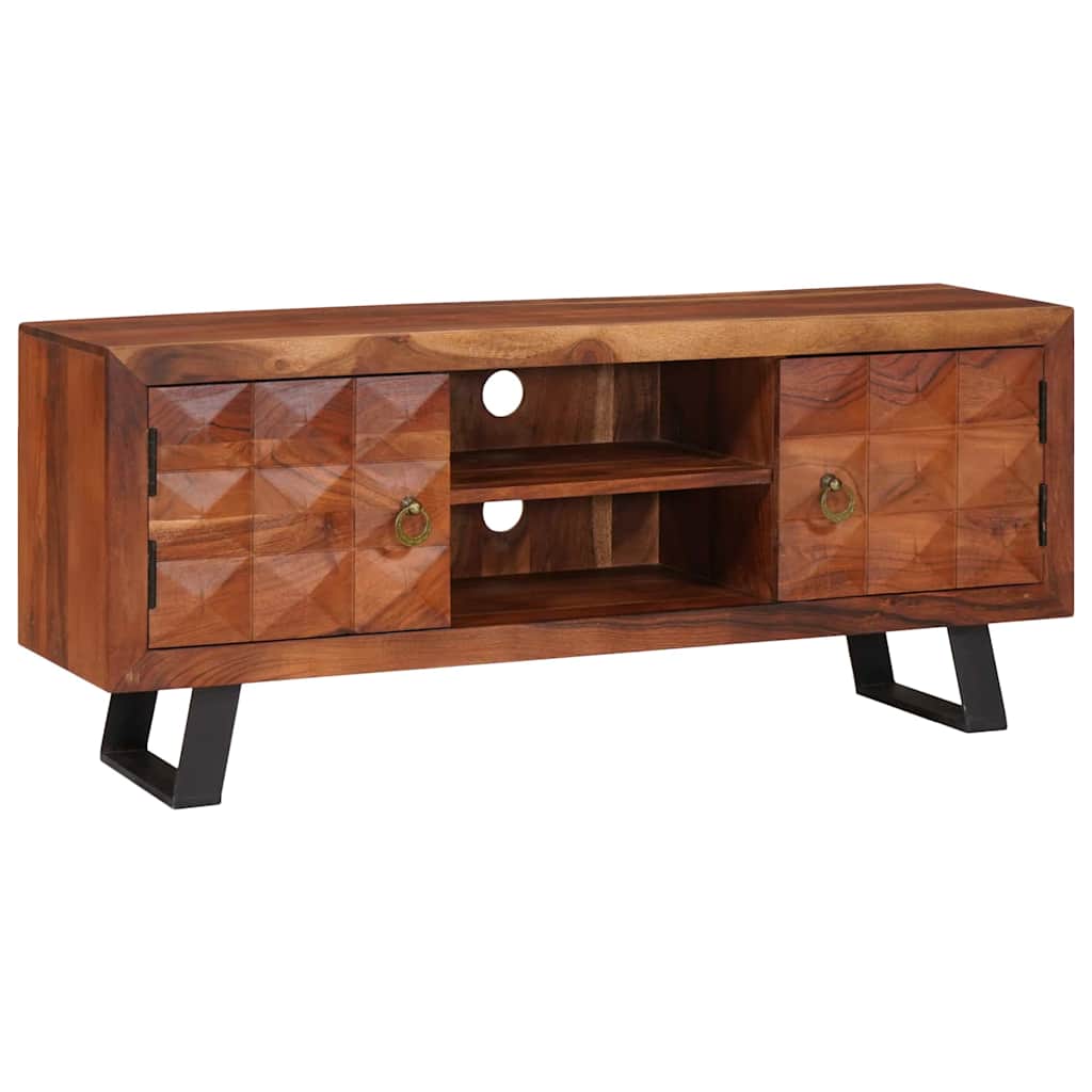 Meuble TV marron miel 112 x 30 x 48 cm Bois d'acacia massif