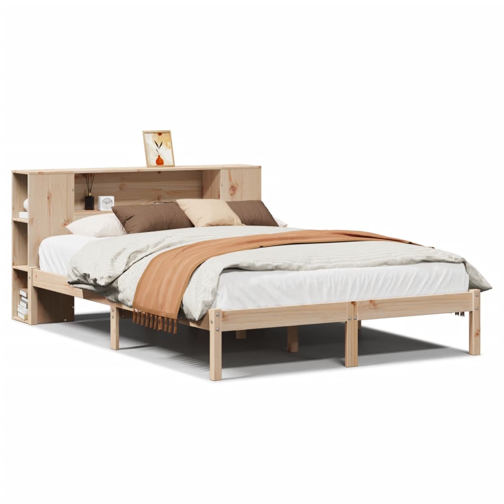 Lit bibliothèque sans matelas 135x190 cm bois de pin massif - XIOS