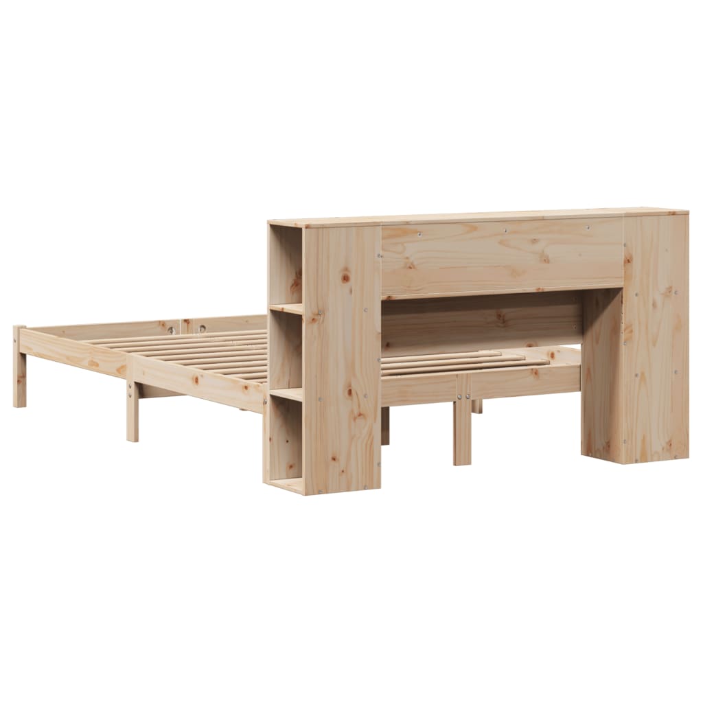 Lit bibliothèque sans matelas 135x190 cm bois de pin massif - XIOS