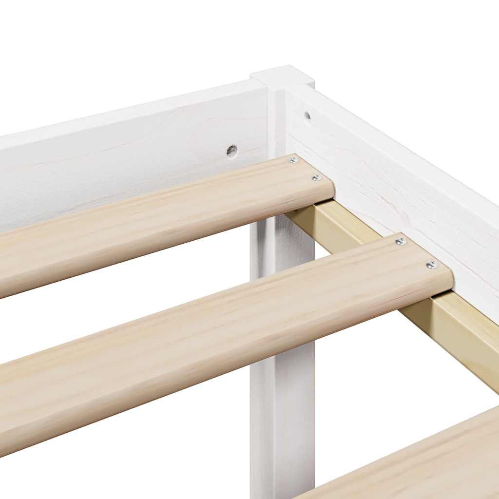 Lit bibliothèque sans matelas blanc 140x200 cm bois pin massif - XIOS