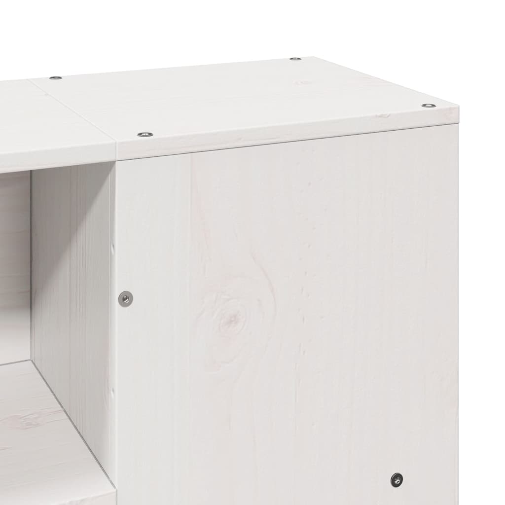 Lit bibliothèque sans matelas blanc 160x200 cm bois pin massif - XIOS