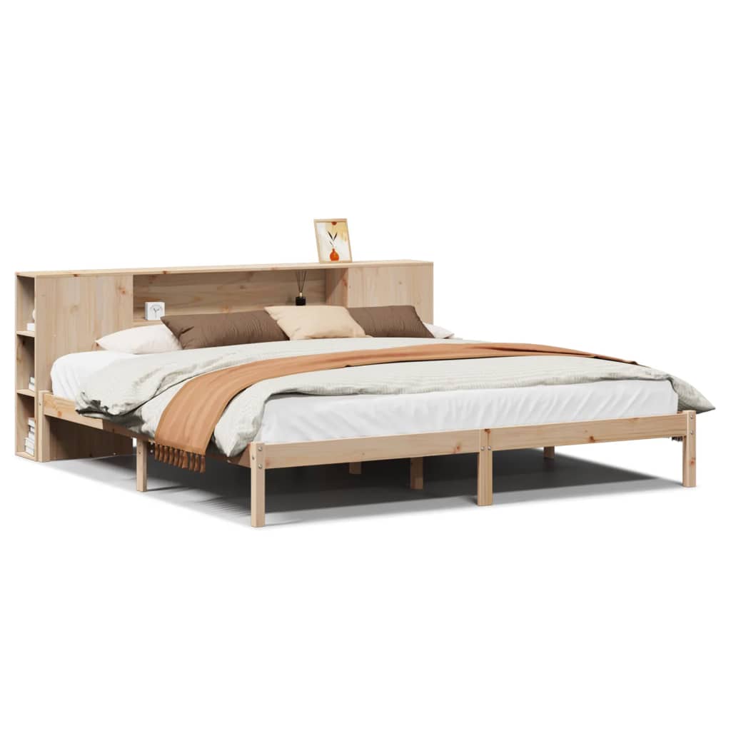 Lit bibliothèque sans matelas 180x200 cm bois massif de pin - XIOS
