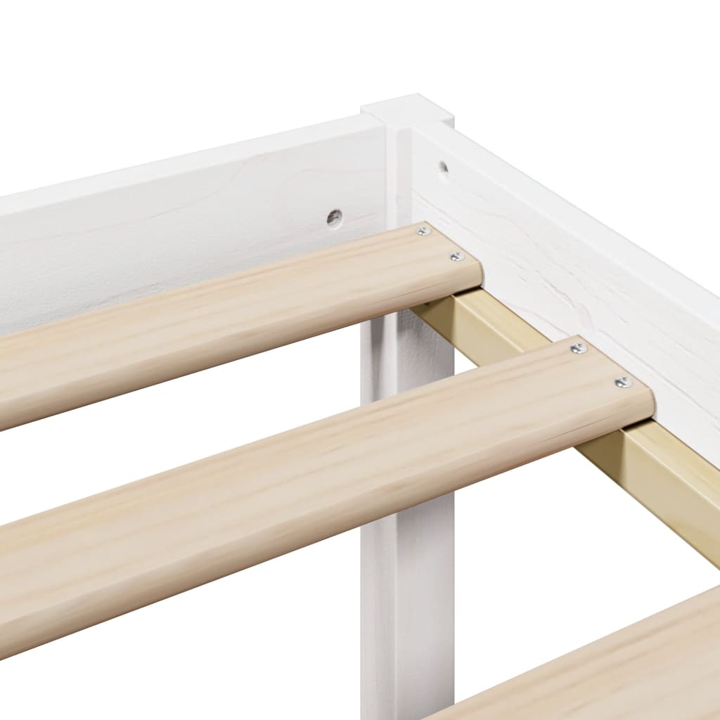 Lit bibliothèque sans matelas blanc 160x200 cm bois pin massif - XIOS