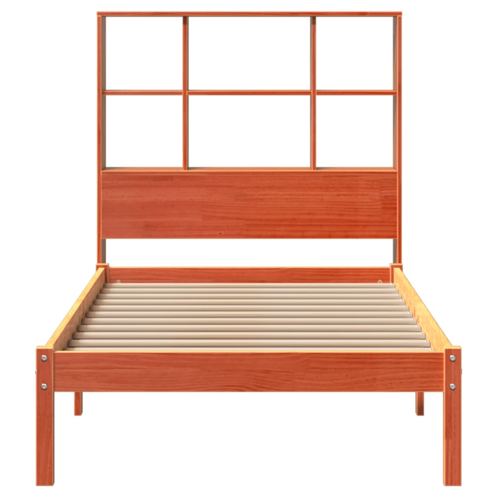 Lit bibliothèque sans matelas cire marron 100x200 cm pin massif - XIOS