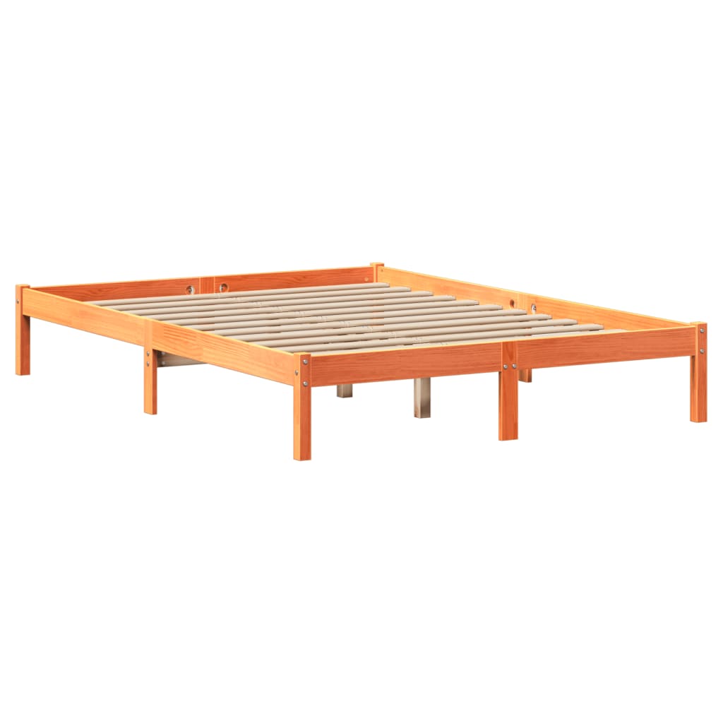 Lit bibliothèque sans matelas cire marron 150x200 cm pin massif - XIOS