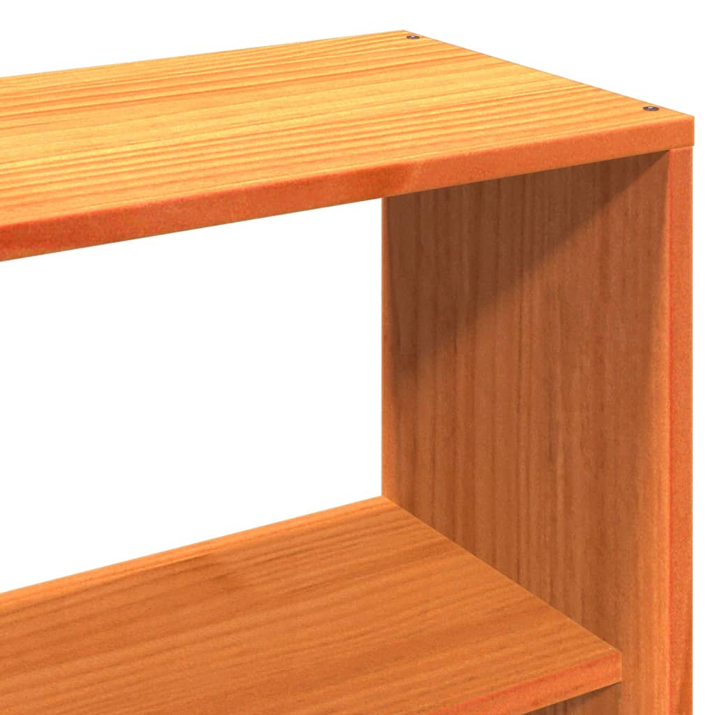 Lit bibliothèque sans matelas cire marron 200x200 cm pin massif - XIOS