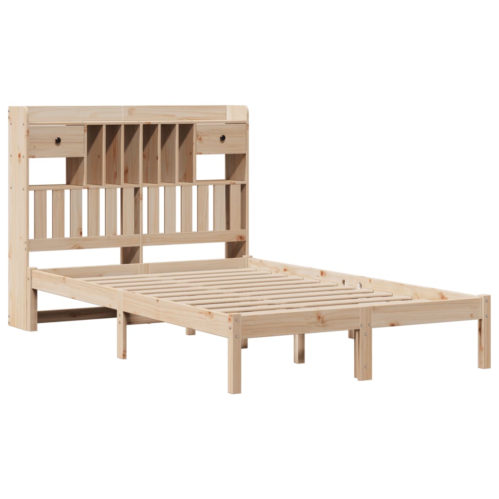 Lit bibliothèque sans matelas 135x190 cm bois de pin massif - XIOS