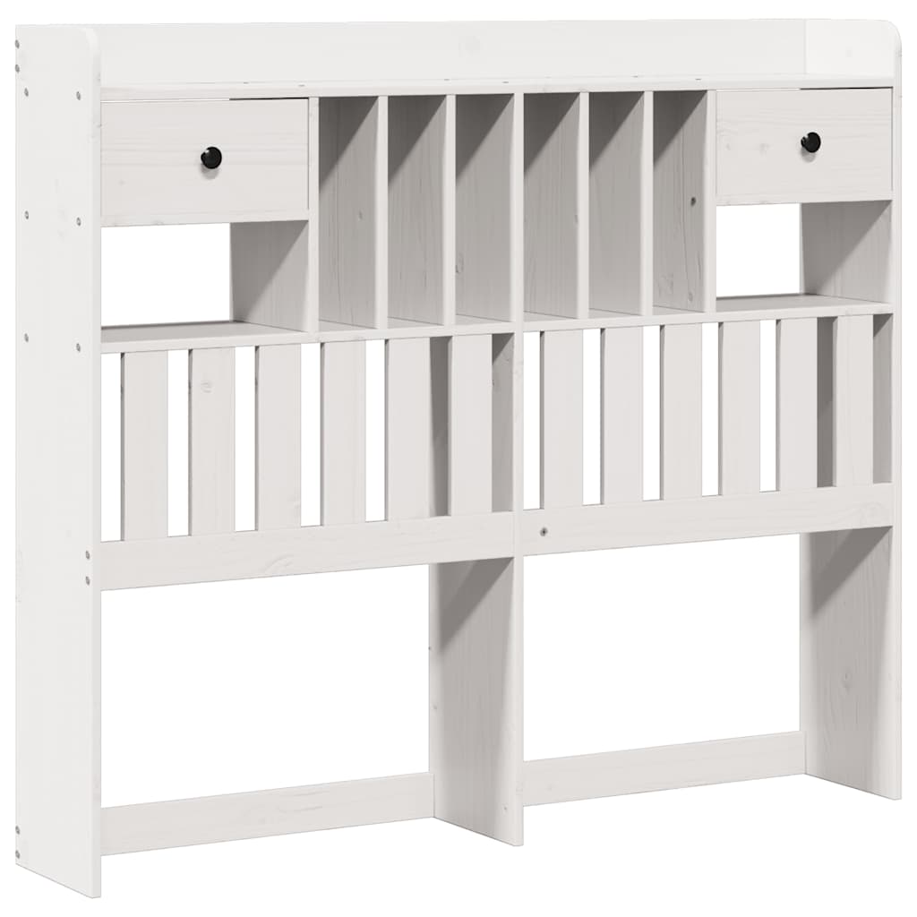 Lit bibliothèque sans matelas blanc 135x190 cm bois pin massif - XIOS