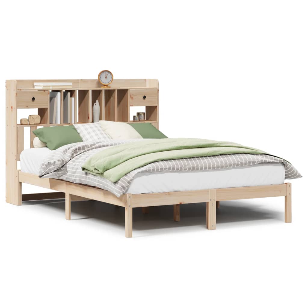 Lit bibliothèque sans matelas 140x190 cm bois de pin massif - XIOS