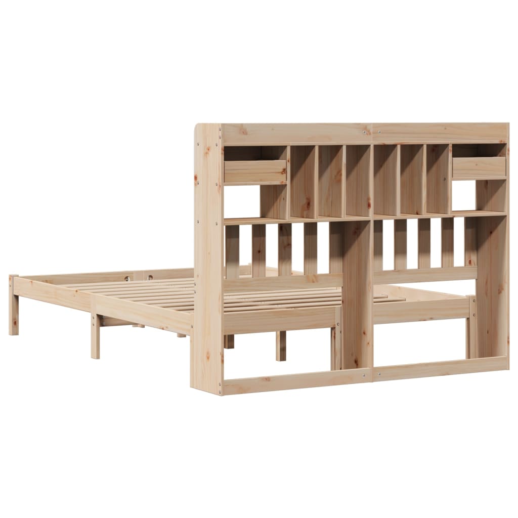 Lit bibliothèque sans matelas 140x190 cm bois de pin massif - XIOS