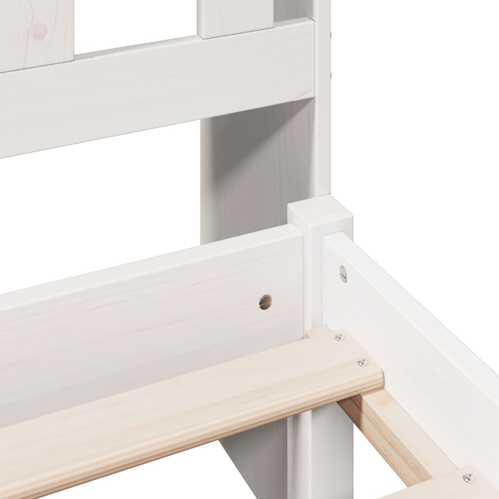 Lit bibliothèque sans matelas blanc 140x190 cm bois pin massif - XIOS