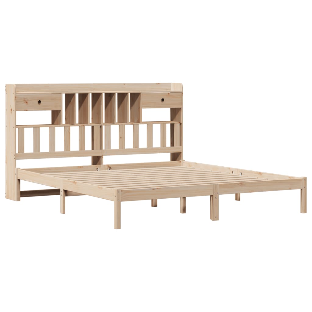 Lit bibliothèque sans matelas 180x200 cm bois massif de pin - XIOS
