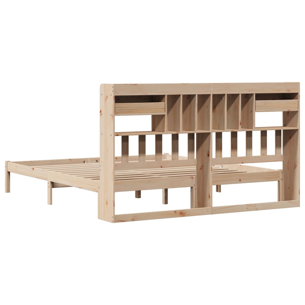 Lit bibliothèque sans matelas 180x200 cm bois massif de pin - XIOS