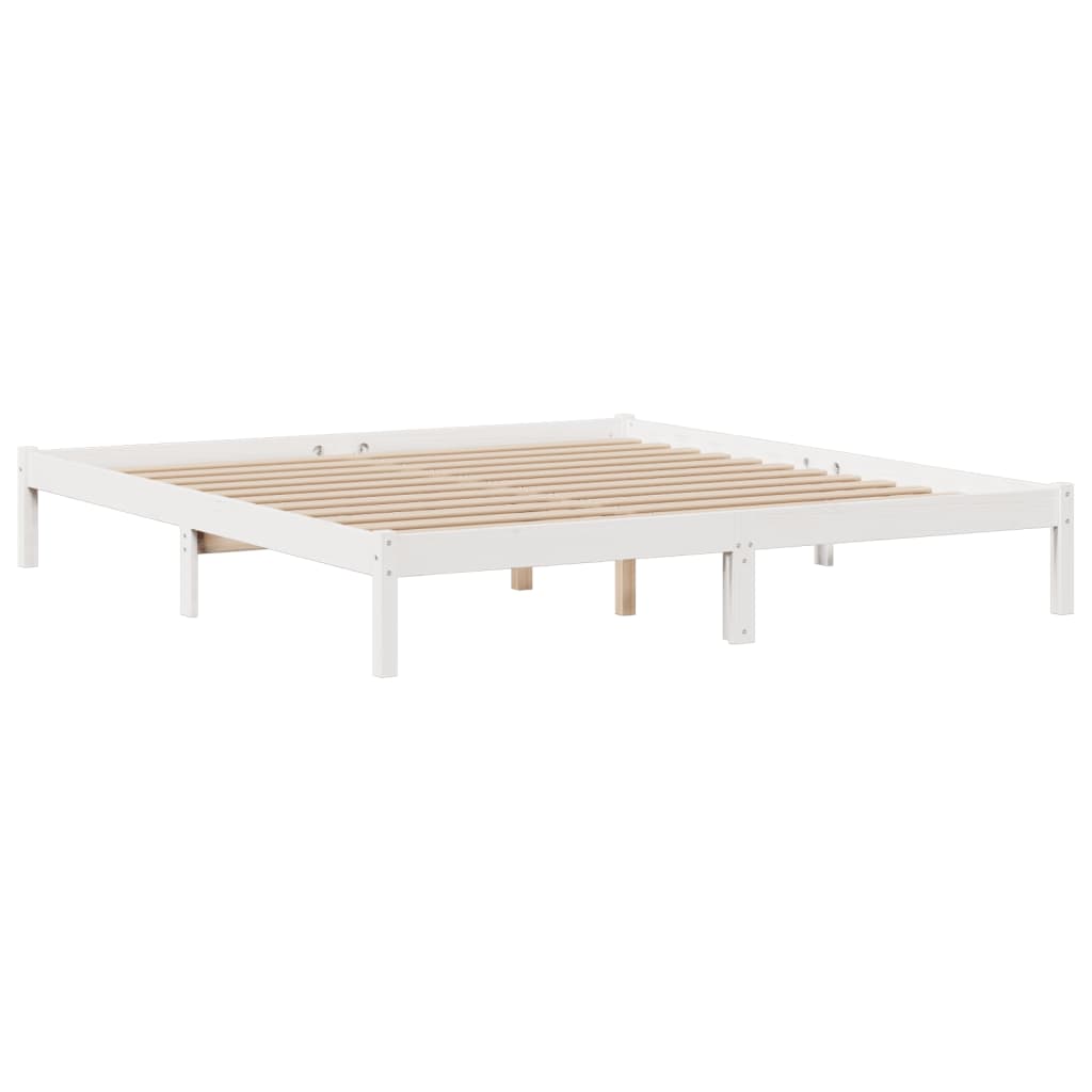 Lit bibliothèque sans matelas blanc 180x200 cm bois pin massif - XIOS