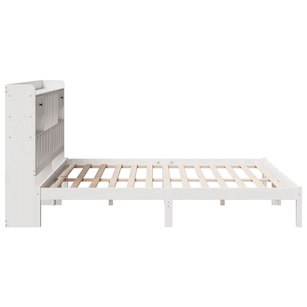 Lit bibliothèque sans matelas blanc 180x200 cm bois pin massif - XIOS
