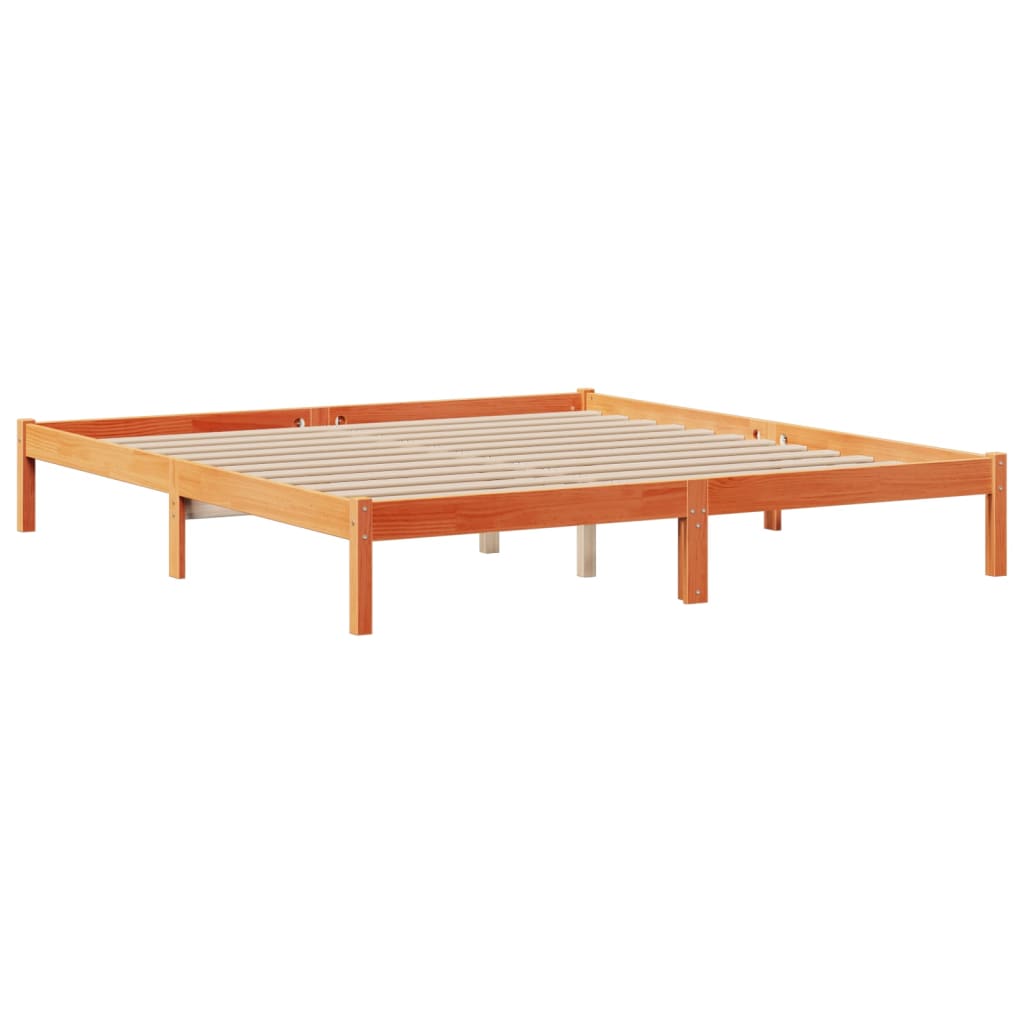 Lit bibliothèque sans matelas cire marron 180x200 cm pin massif - XIOS
