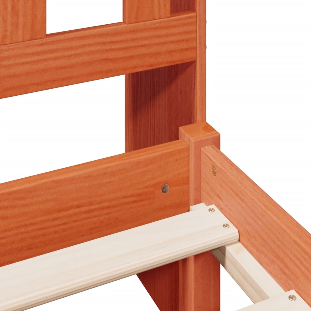 Lit bibliothèque sans matelas cire marron 180x200 cm pin massif - XIOS