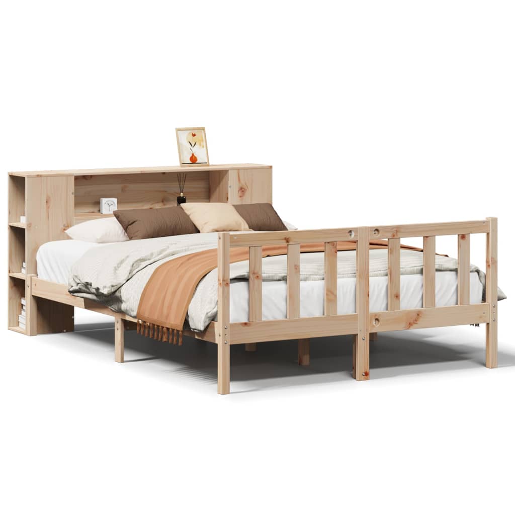 Lit bibliothèque sans matelas 140x190 cm bois de pin massif - XIOS