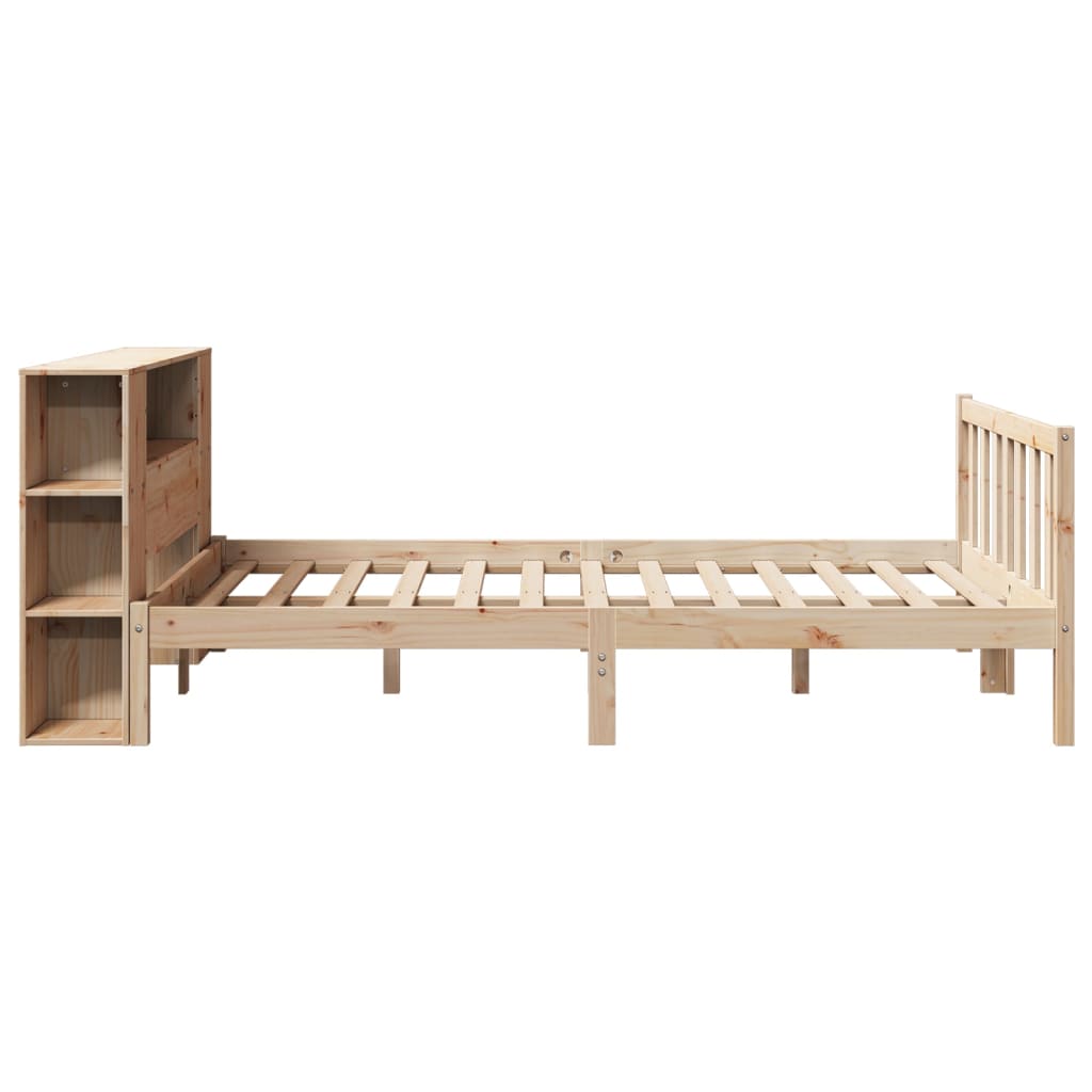 Lit bibliothèque sans matelas 140x190 cm bois de pin massif - XIOS