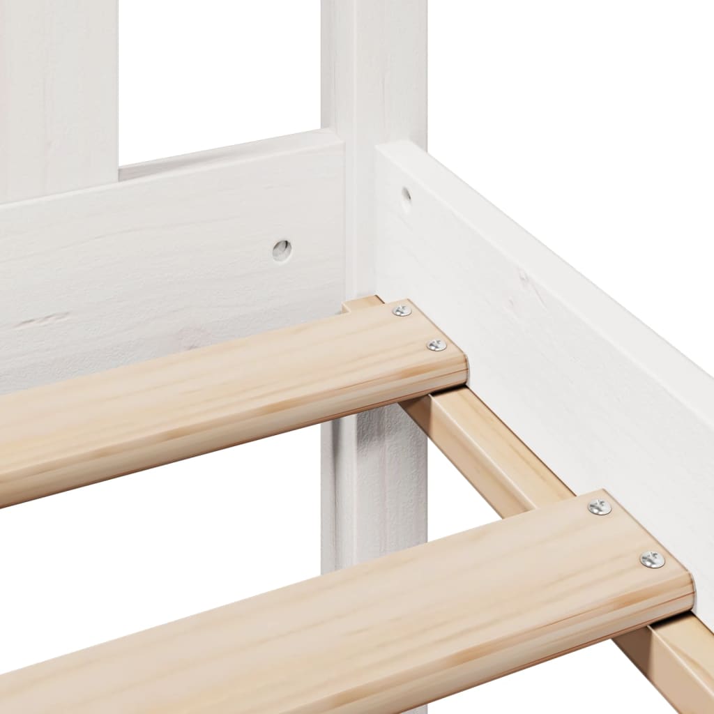 Lit bibliothèque sans matelas blanc 150x200 cm bois pin massif