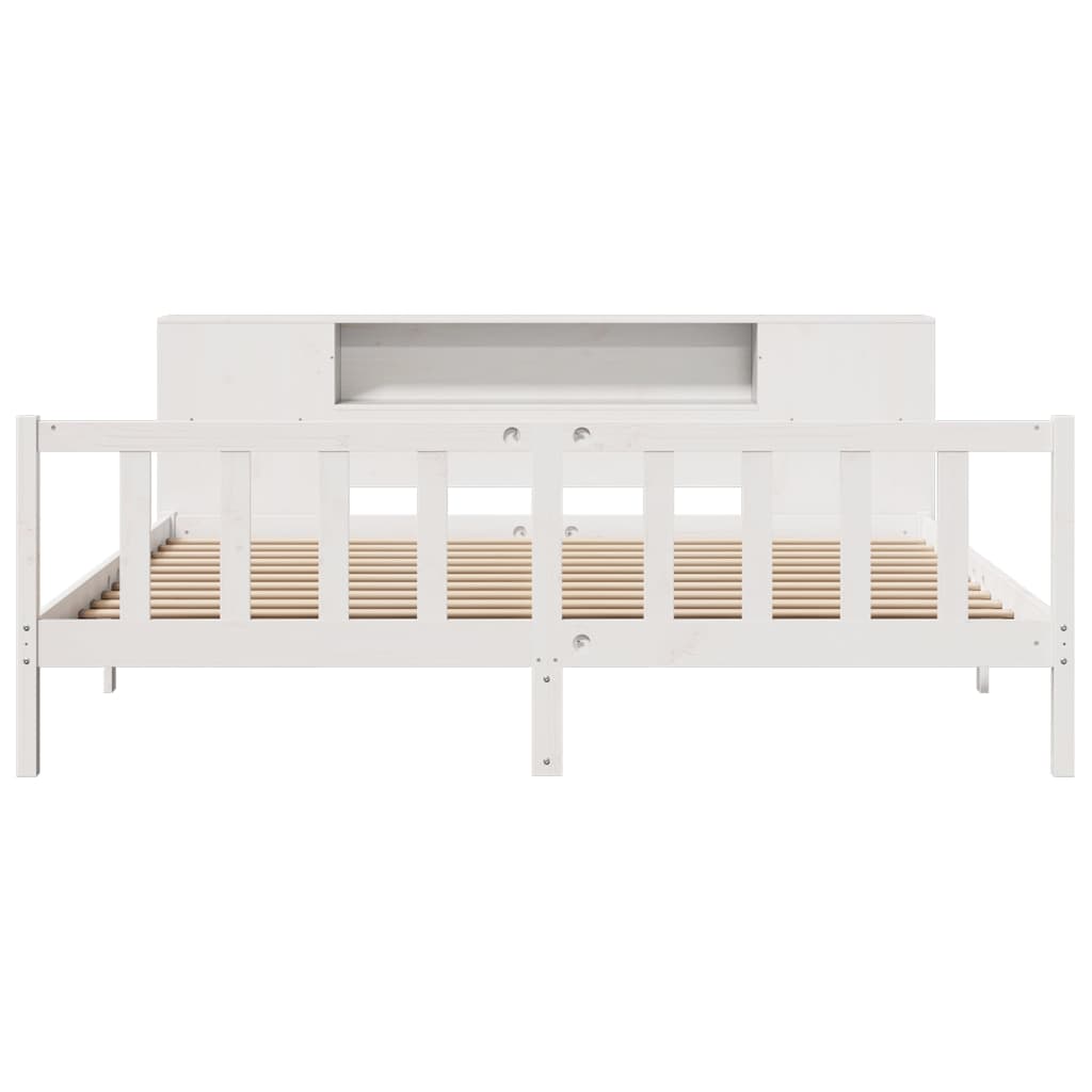 Lit bibliothèque sans matelas blanc 180x200 cm bois pin massif - XIOS