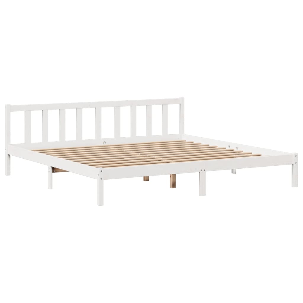 Lit bibliothèque sans matelas blanc 200x200 cm bois pin massif - XIOS