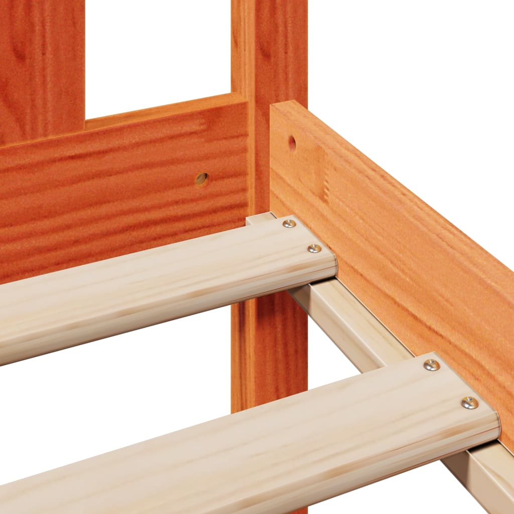 Lit bibliothèque sans matelas cire marron 150x200 cm pin massif - XIOS