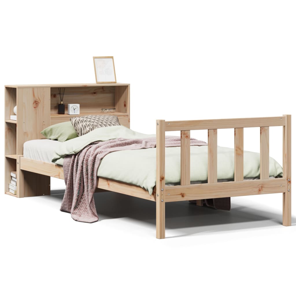 Lit bibliothèque sans matelas 75x190 cm bois de pin massif - XIOS