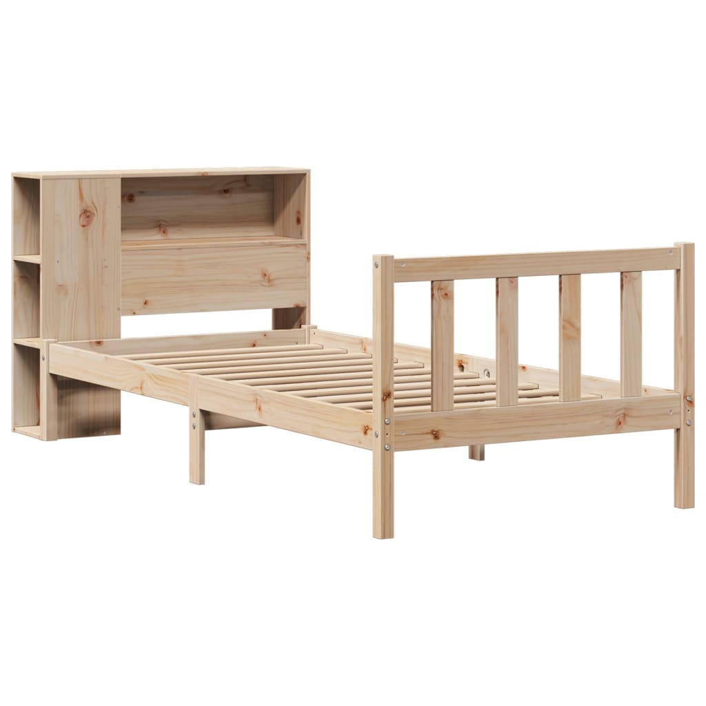 Lit bibliothèque sans matelas 75x190 cm bois de pin massif - XIOS