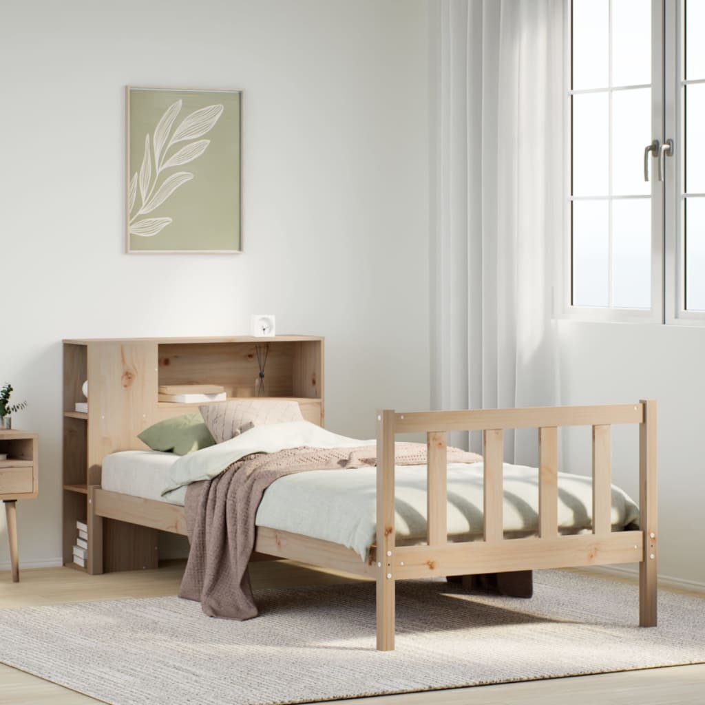 Lit bibliothèque sans matelas 75x190 cm bois de pin massif - XIOS