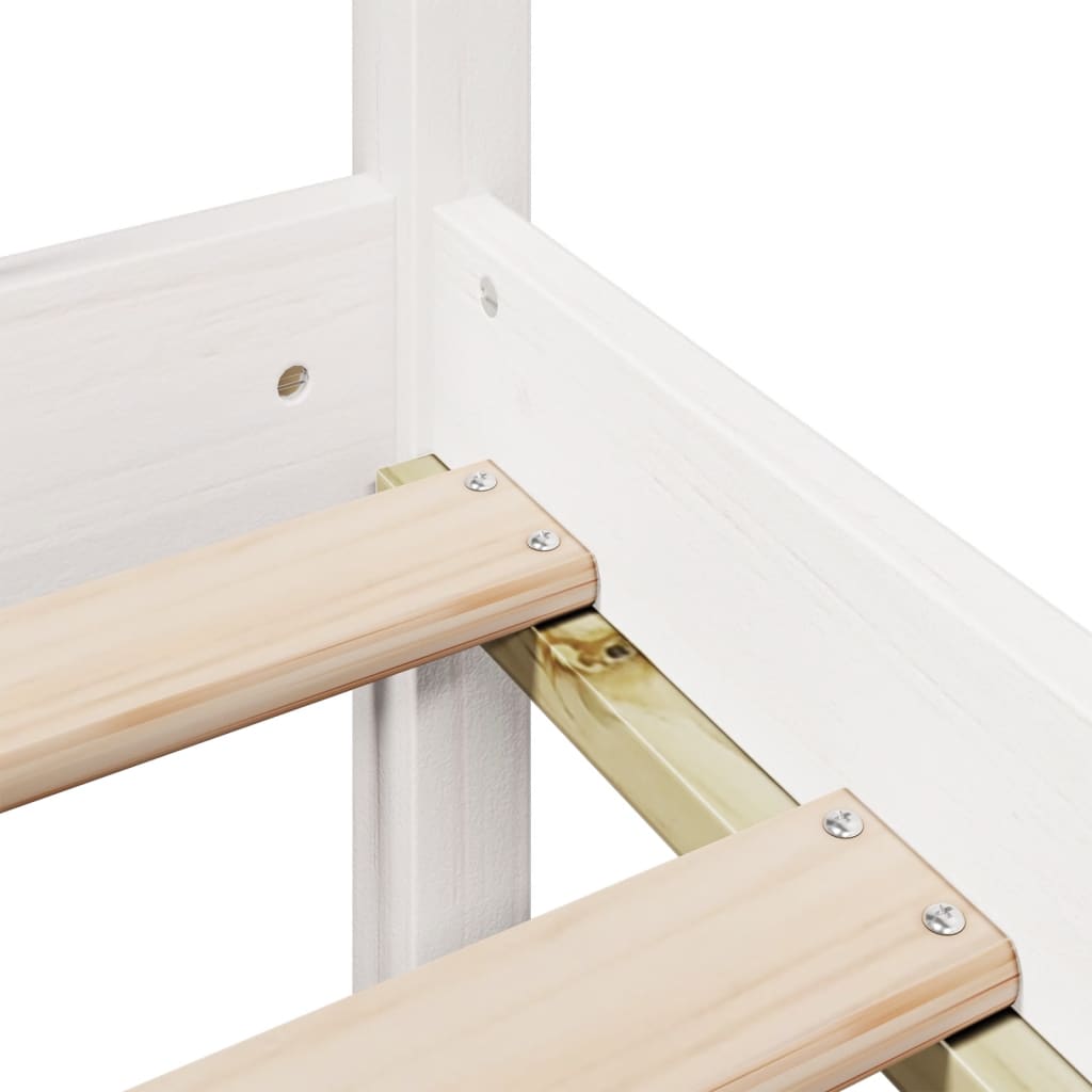 Lit bibliothèque sans matelas blanc 90x190cm bois de pin massif - XIOS