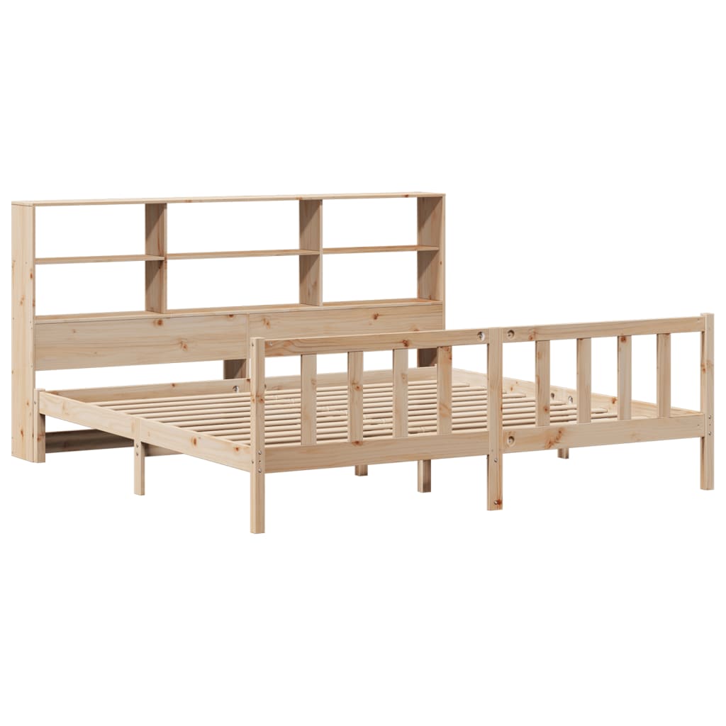 Lit bibliothèque sans matelas 180x200 cm bois massif de pin - XIOS