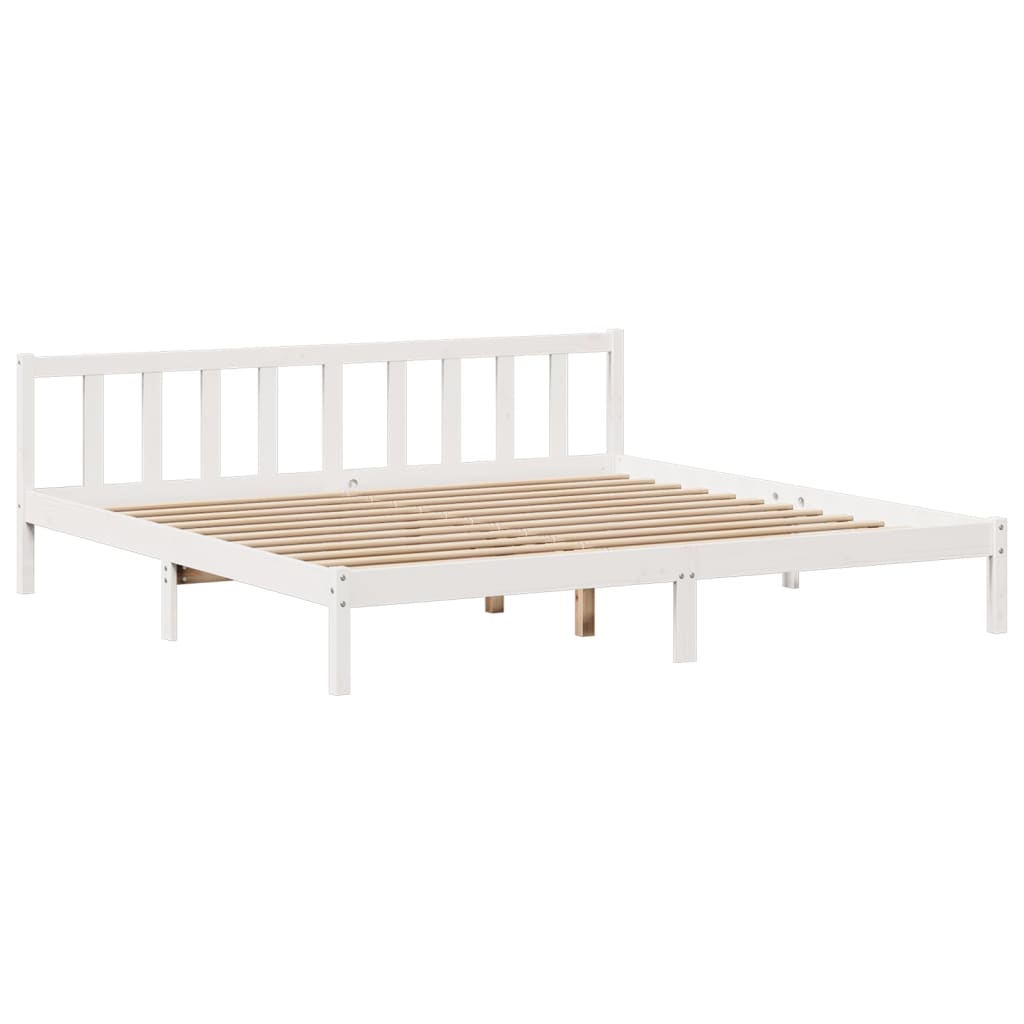 Lit bibliothèque sans matelas blanc 180x200 cm bois pin massif