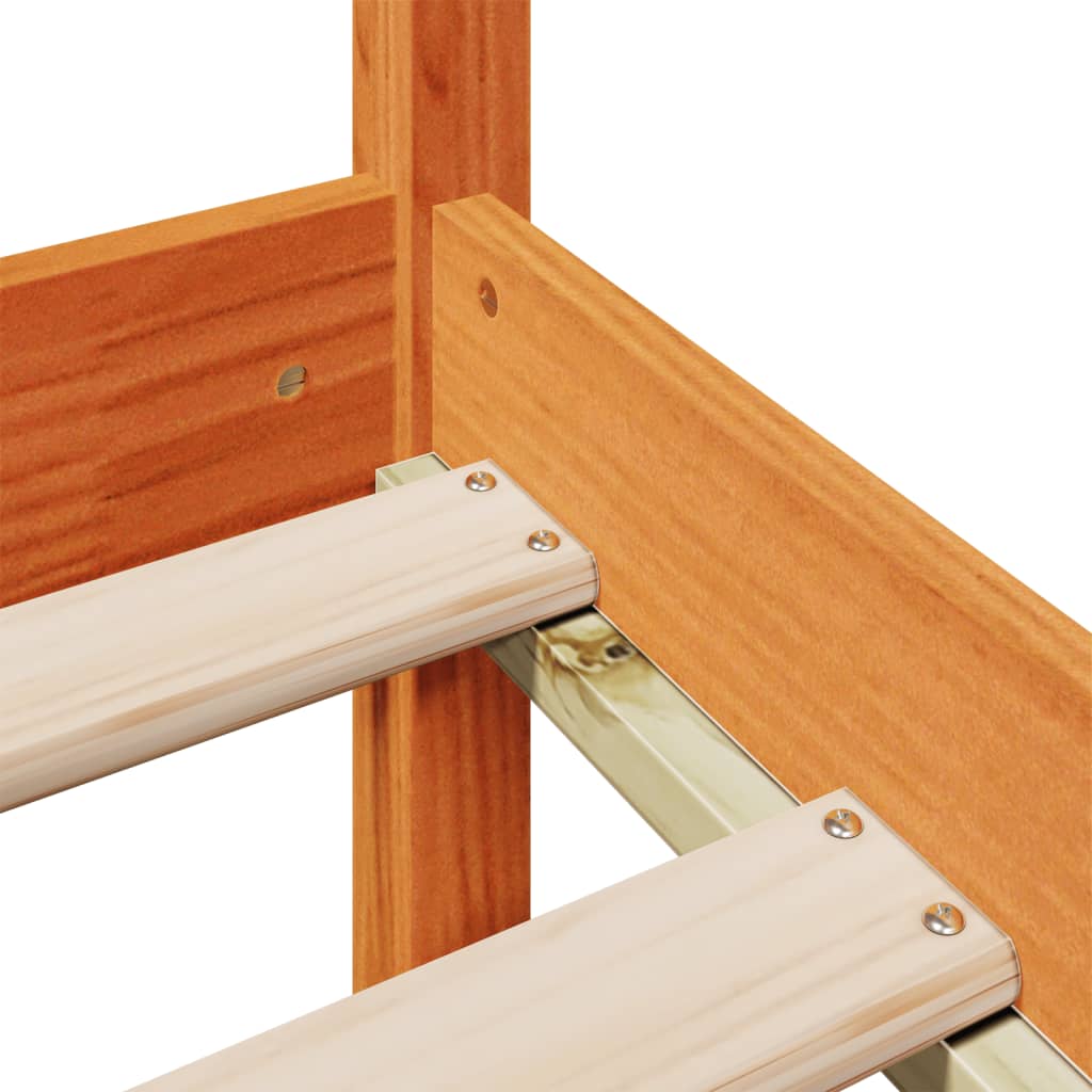 Lit bibliothèque sans matelas cire marron 160x200 cm pin massif - XIOS