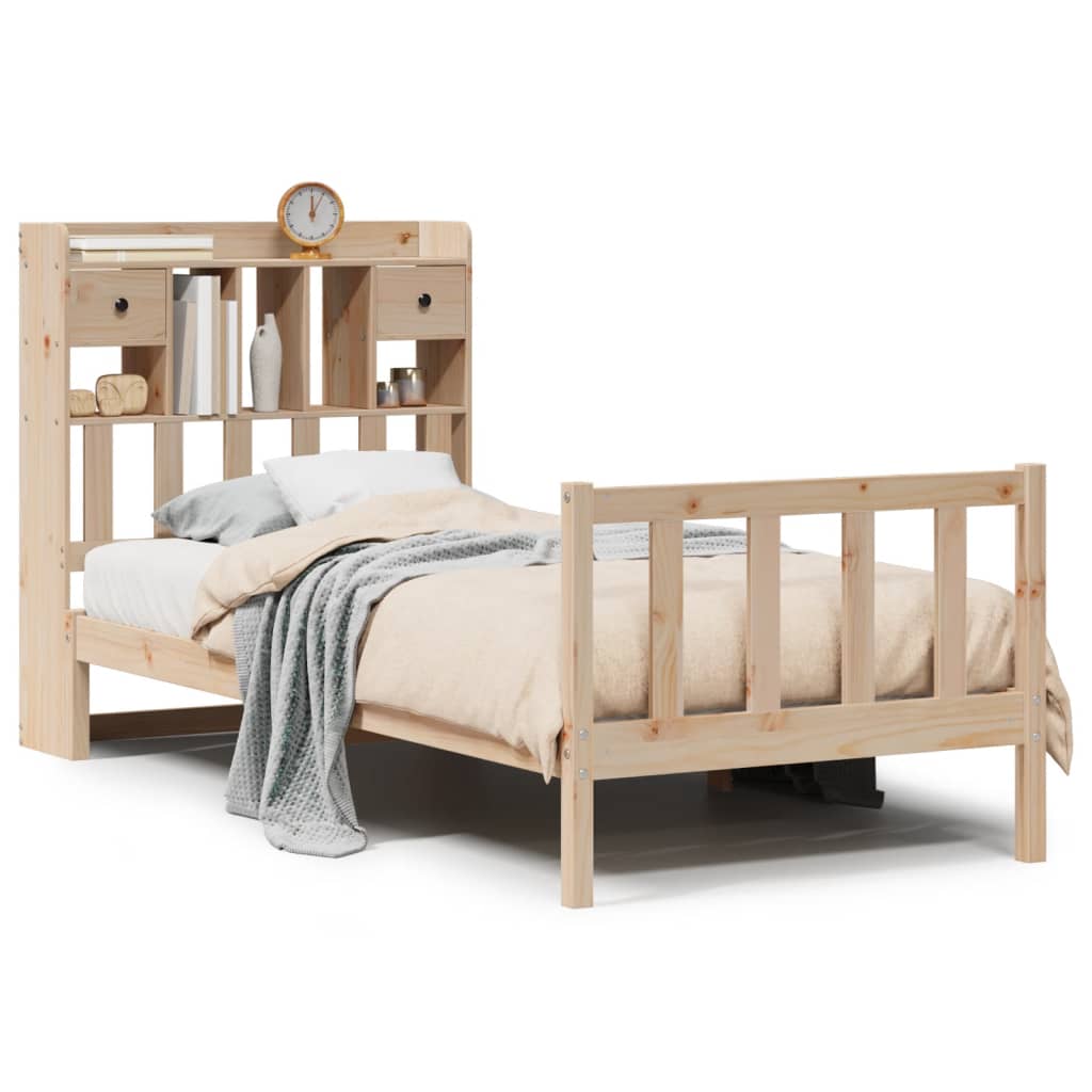 Lit bibliothèque sans matelas 75x190 cm bois de pin massif - XIOS