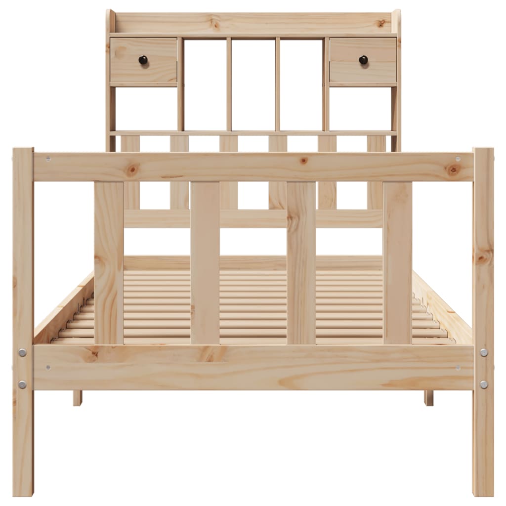 Lit bibliothèque sans matelas 75x190 cm bois de pin massif - XIOS