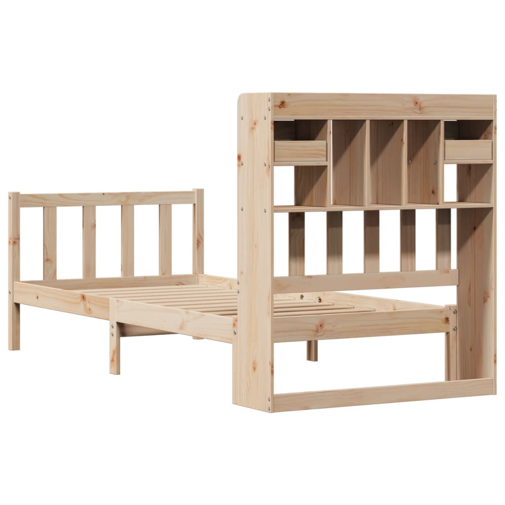 Lit bibliothèque sans matelas 75x190 cm bois de pin massif - XIOS