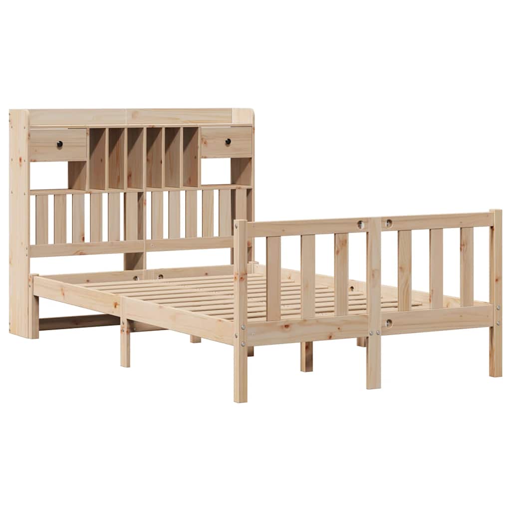 Lit bibliothèque sans matelas 135x190 cm bois de pin massif - XIOS