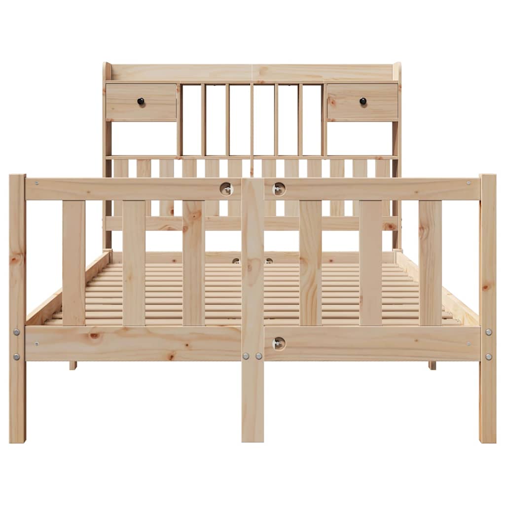 Lit bibliothèque sans matelas 135x190 cm bois de pin massif - XIOS