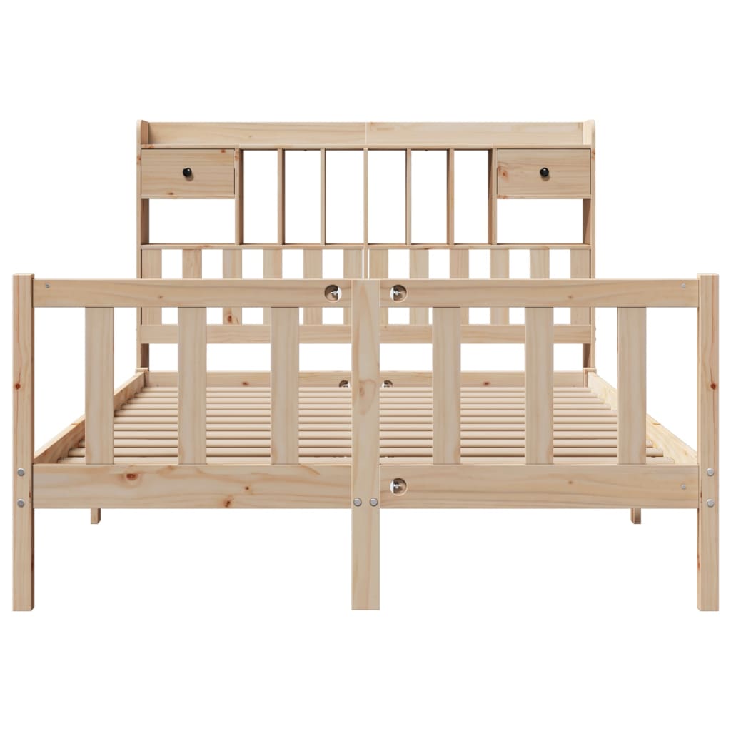 Lit bibliothèque sans matelas 140x200 cm bois massif de pin - XIOS