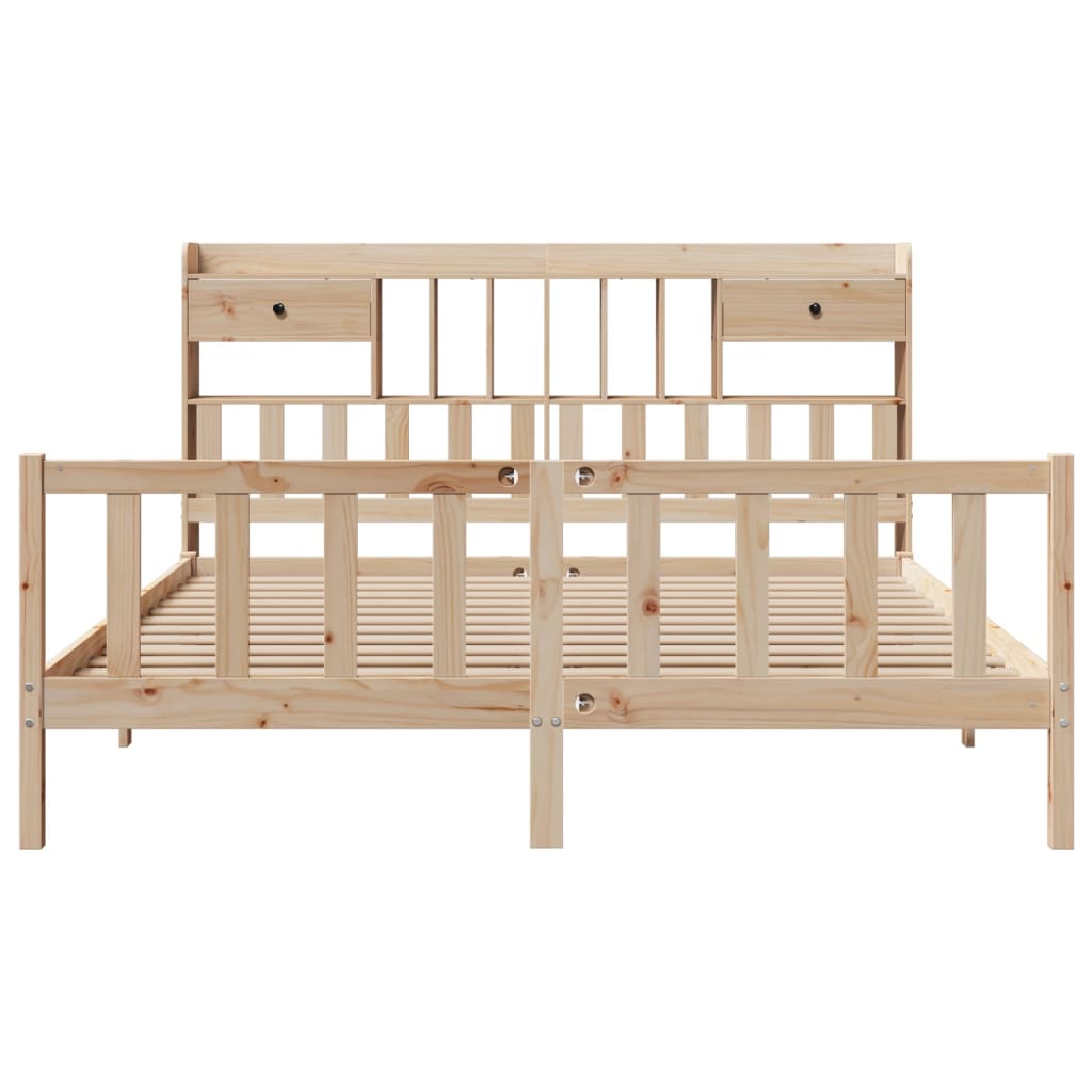 Lit bibliothèque sans matelas 180x200 cm bois massif de pin - XIOS